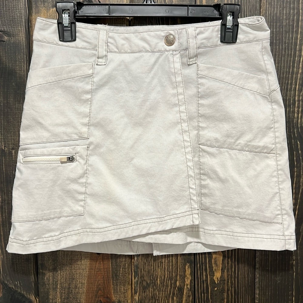 Athleta Khaki Skort S Faux Wrap‎ Utility Lined Shorts Activewear Casual Neutral